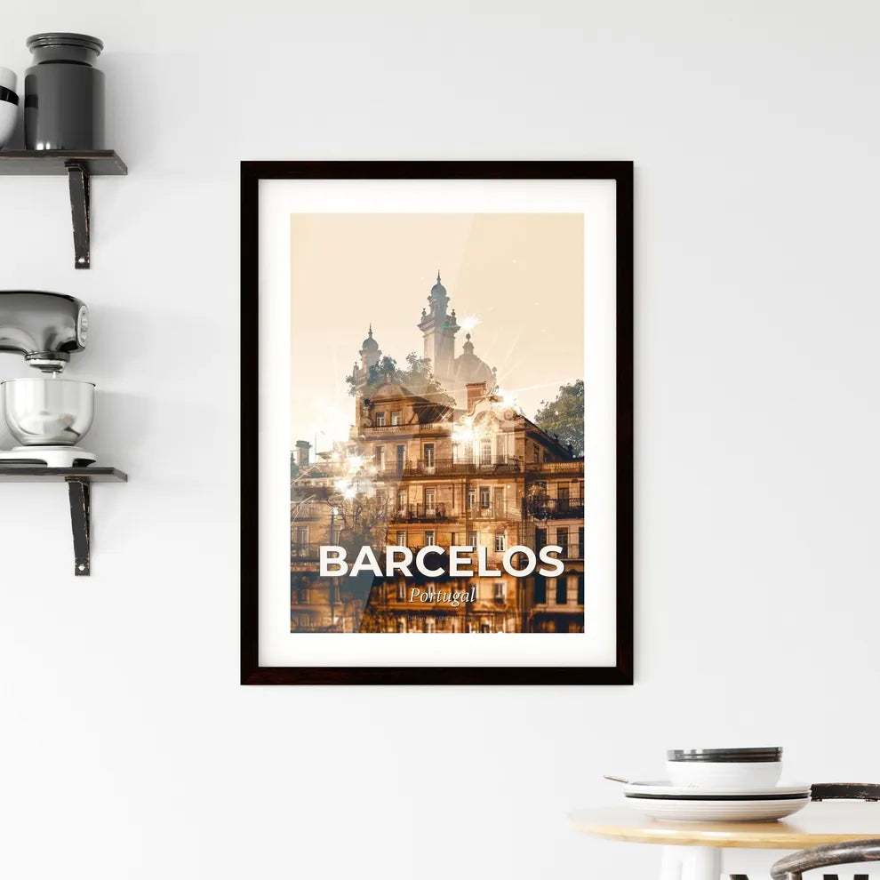 Barcelos Skylines Iconic Double Exposure Framed Print