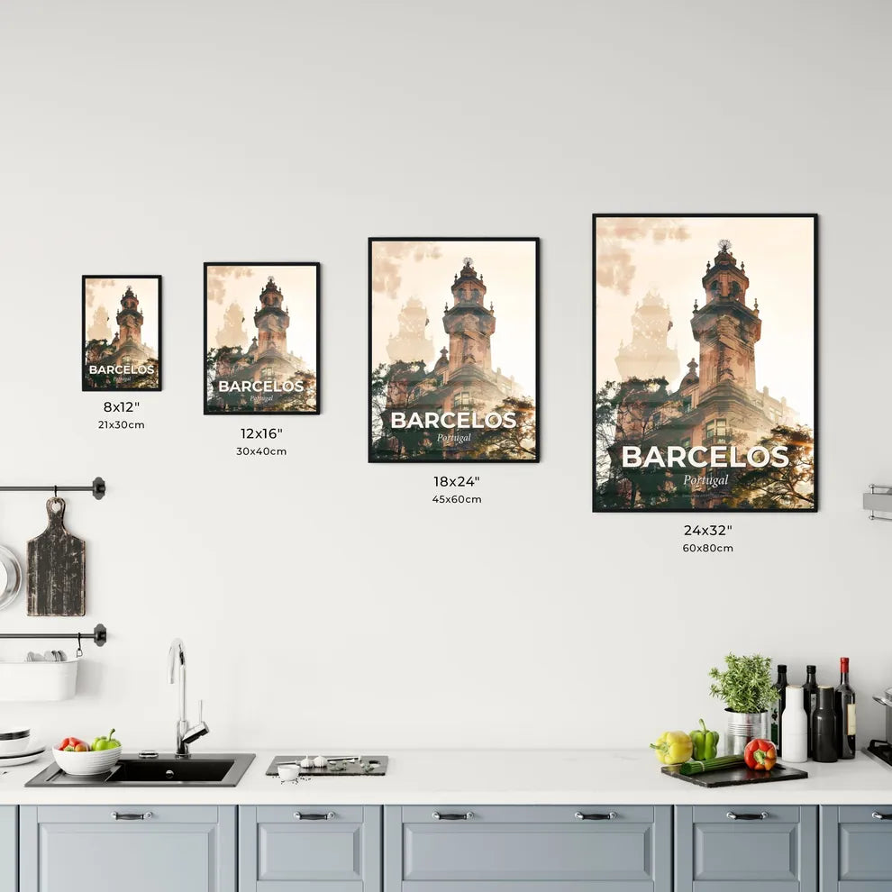 Barcelos Skyline Art Print: Local Icons and Sparkles Office Art