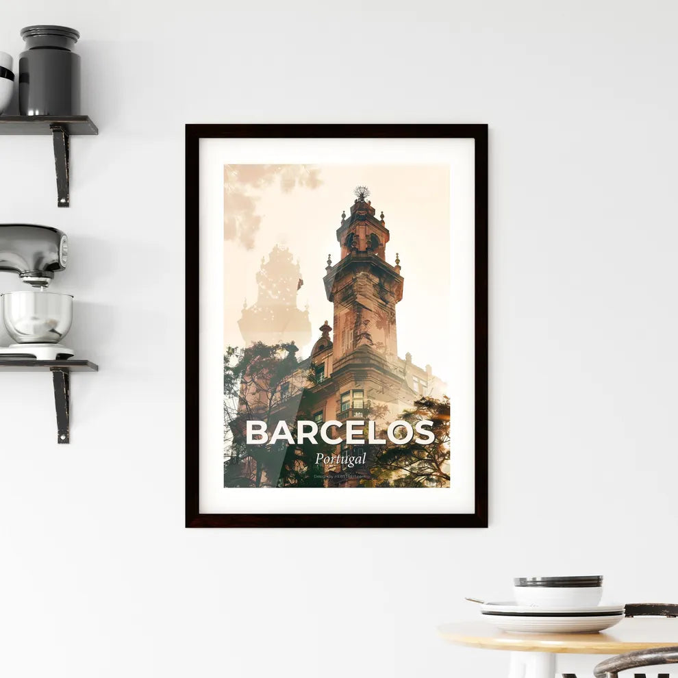Barcelos Skyline Art Print: Local Icons and Sparkles Framed Print