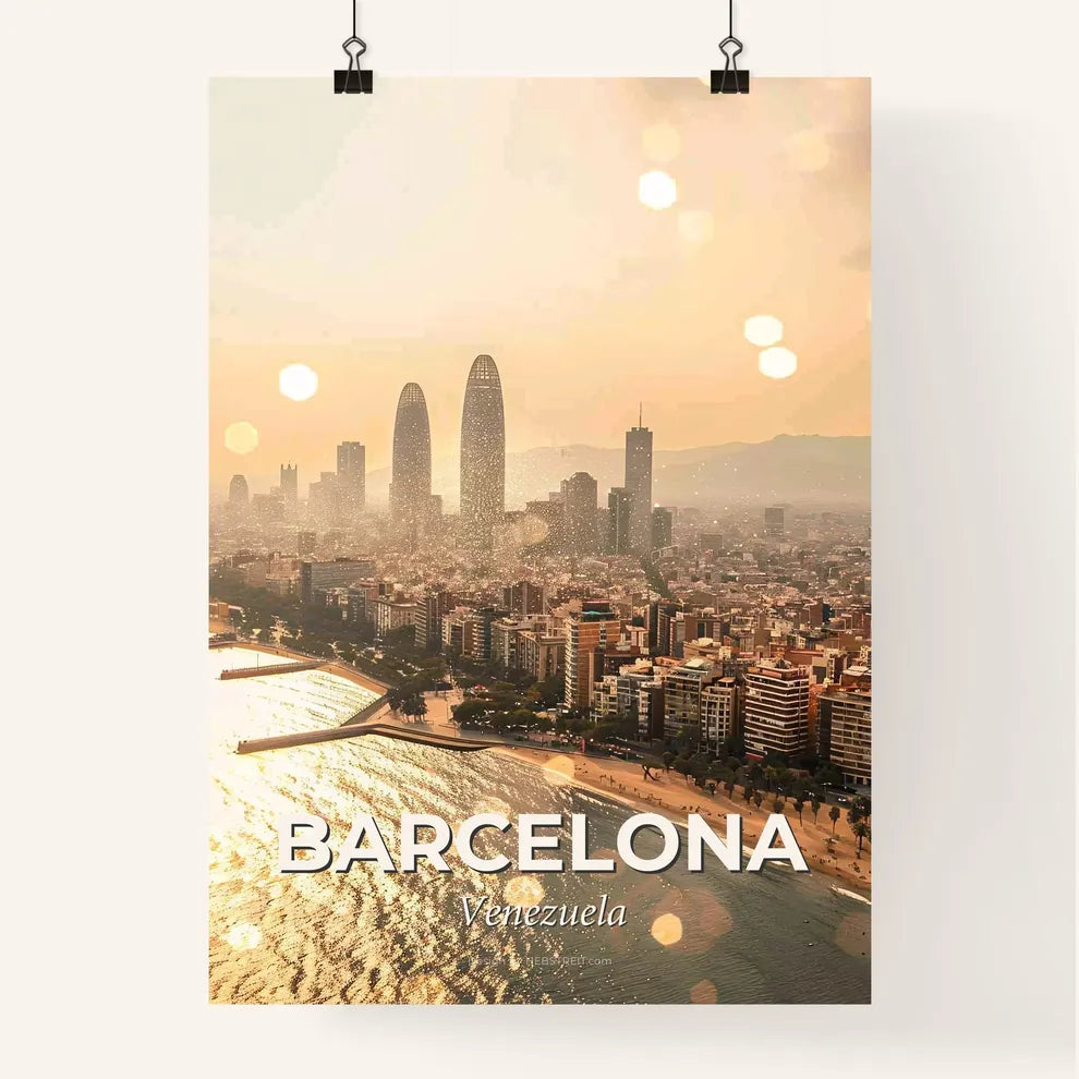 Barcelona Skyline Mosaic Art Poster Poster