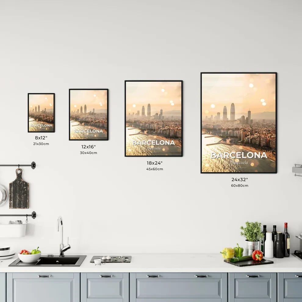 Barcelona Skyline Mosaic Art Poster Office Art