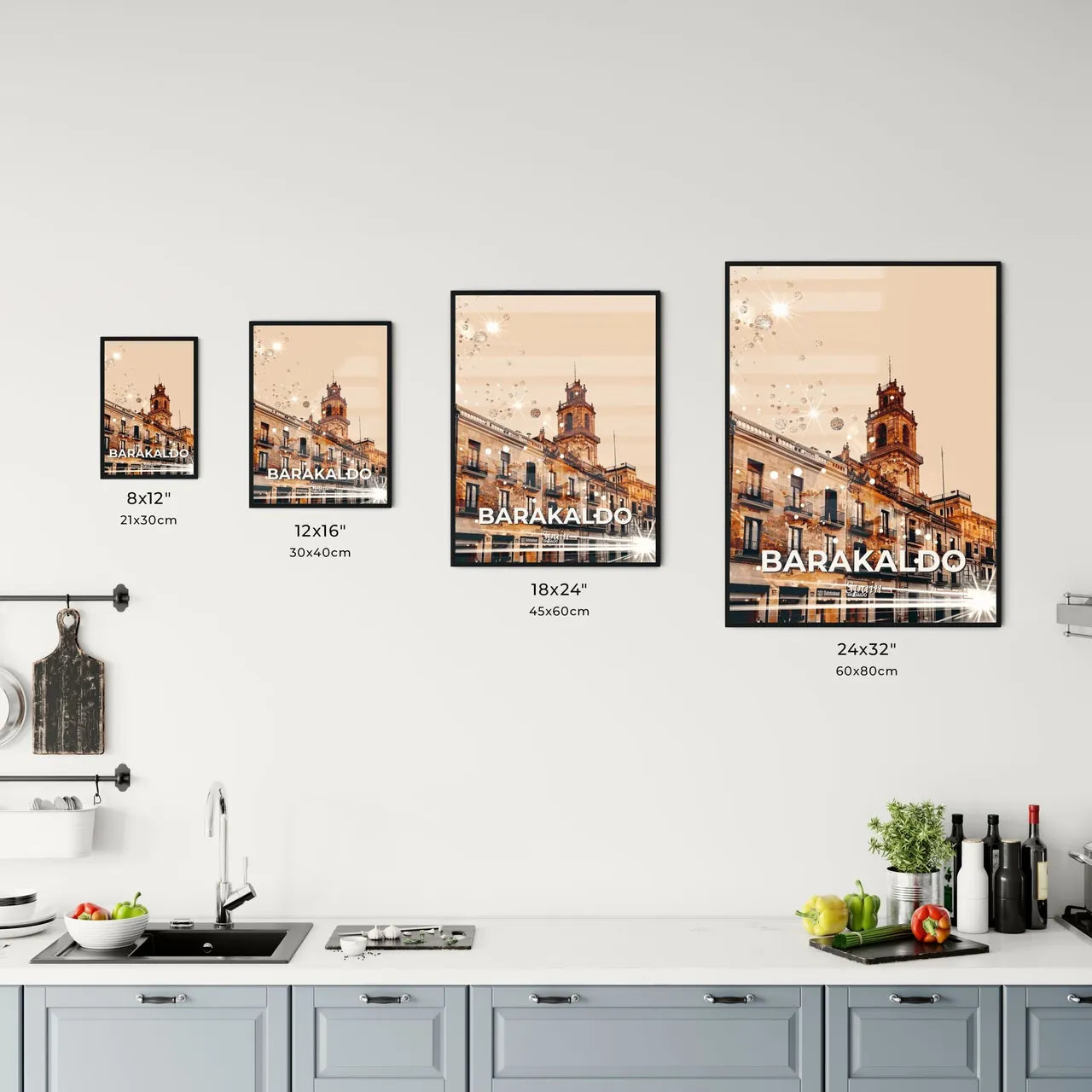 Barakaldo: City Skyline Night Lights Composite Art Office Art