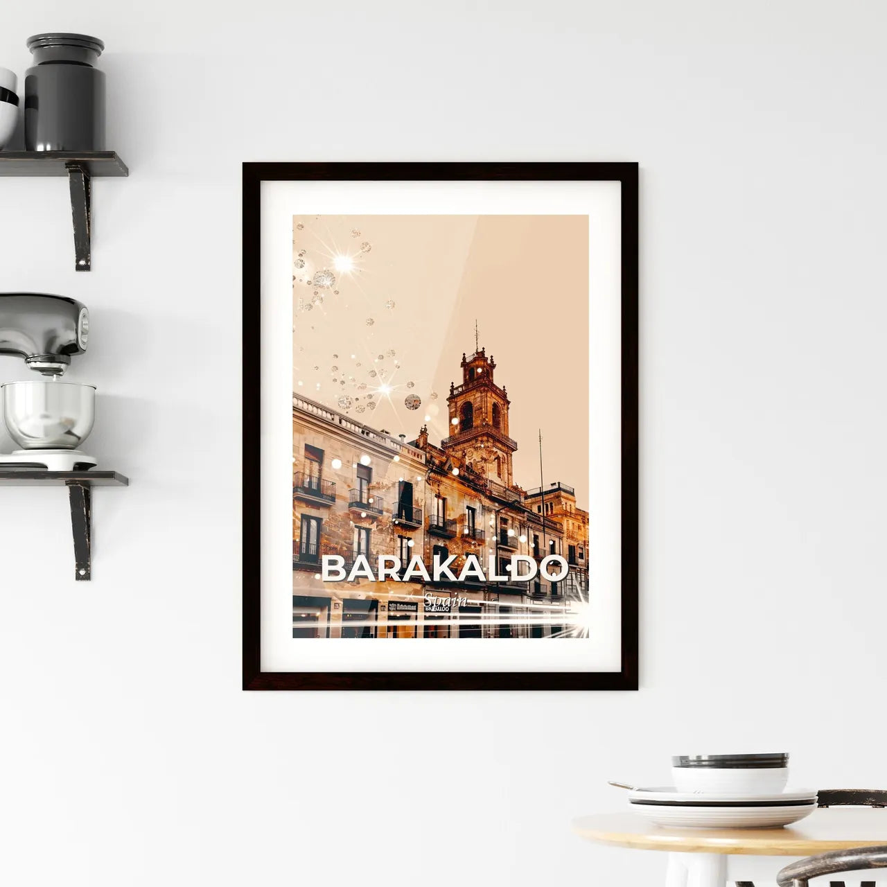 Barakaldo: City Skyline Night Lights Composite Art Framed Print