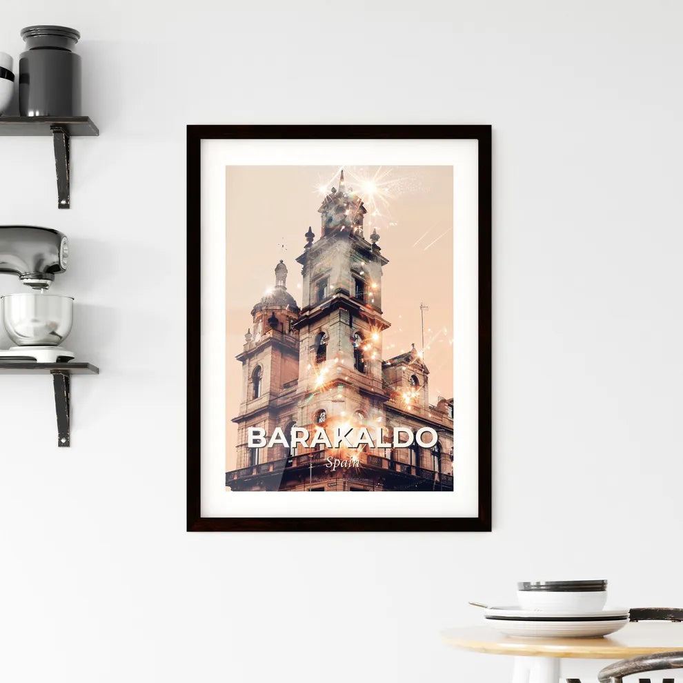 Barakaldo City Skyline Art with Local Icons Framed Print