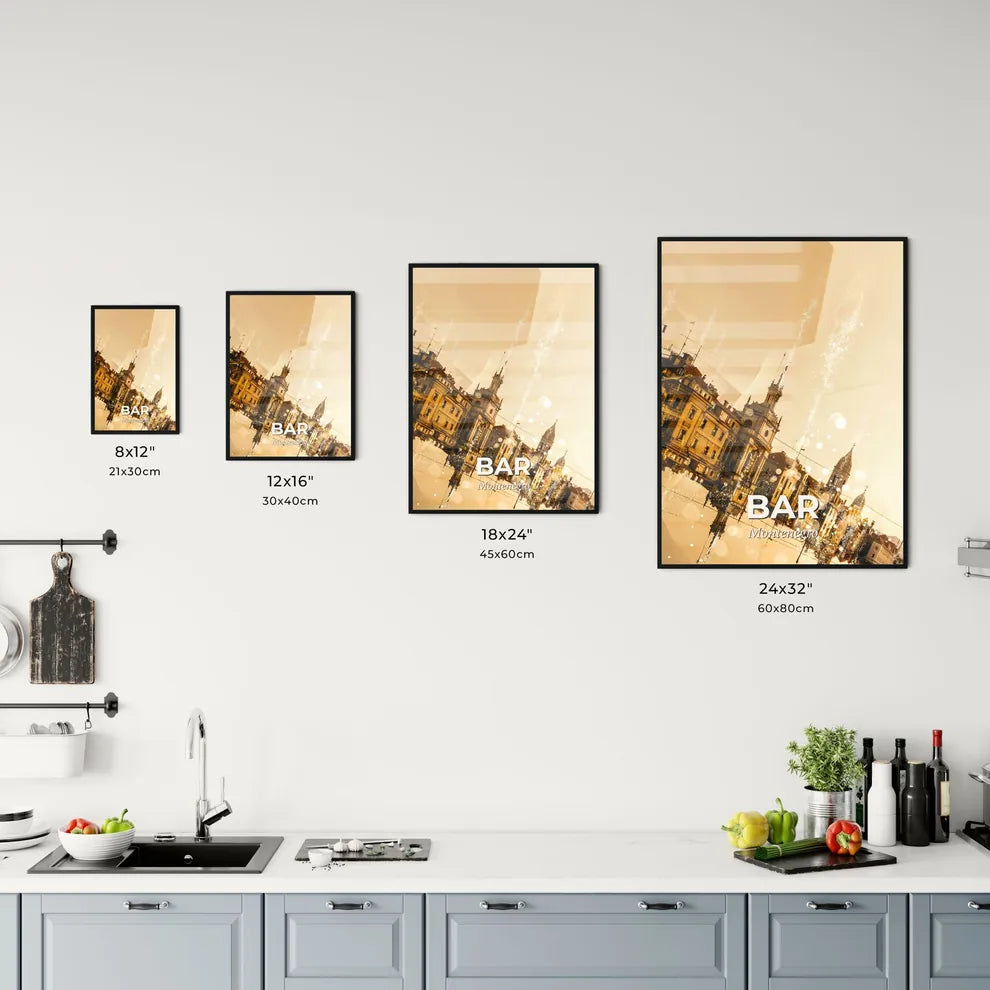 Bar, Montenegro Skyline Glow Poster Office Art
