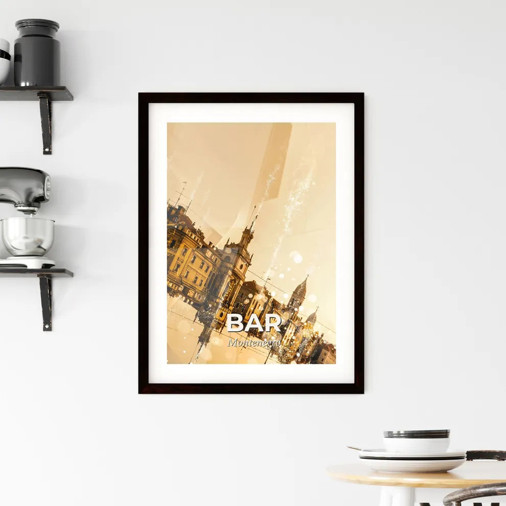 Bar, Montenegro Skyline Glow Poster Framed Print