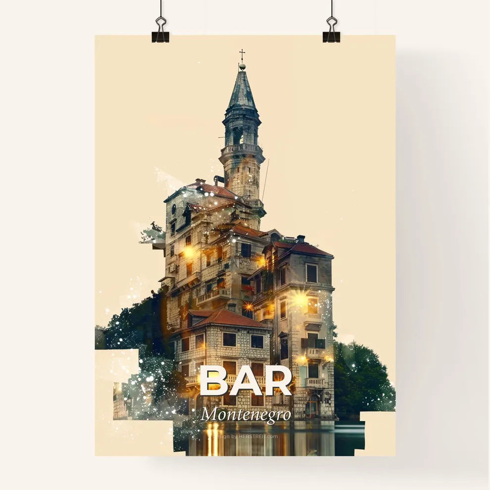 Bar Montenegro Skyline Night Composite Poster Poster