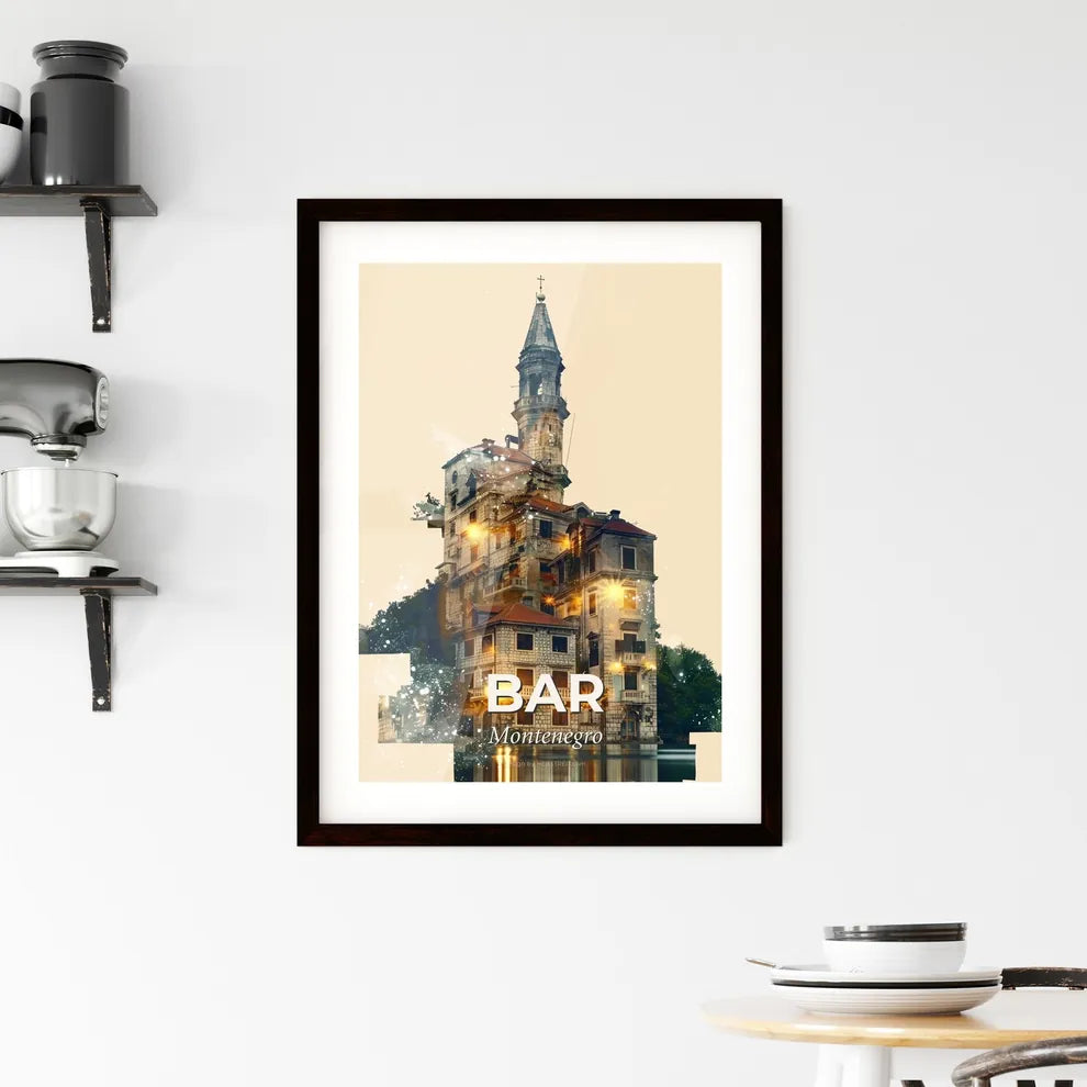Bar Montenegro Skyline Night Composite Poster Framed Print