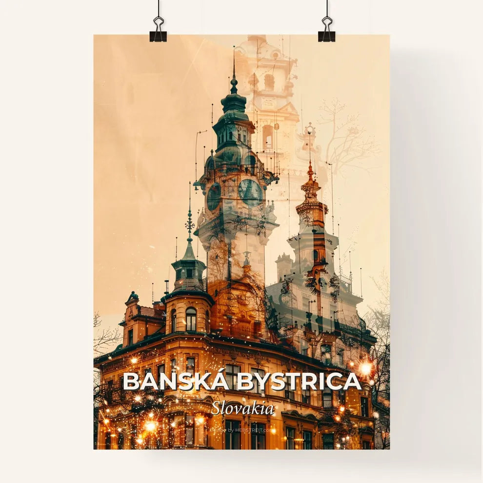 Banska Bystrica Skyline Double Exposure Art Print Poster