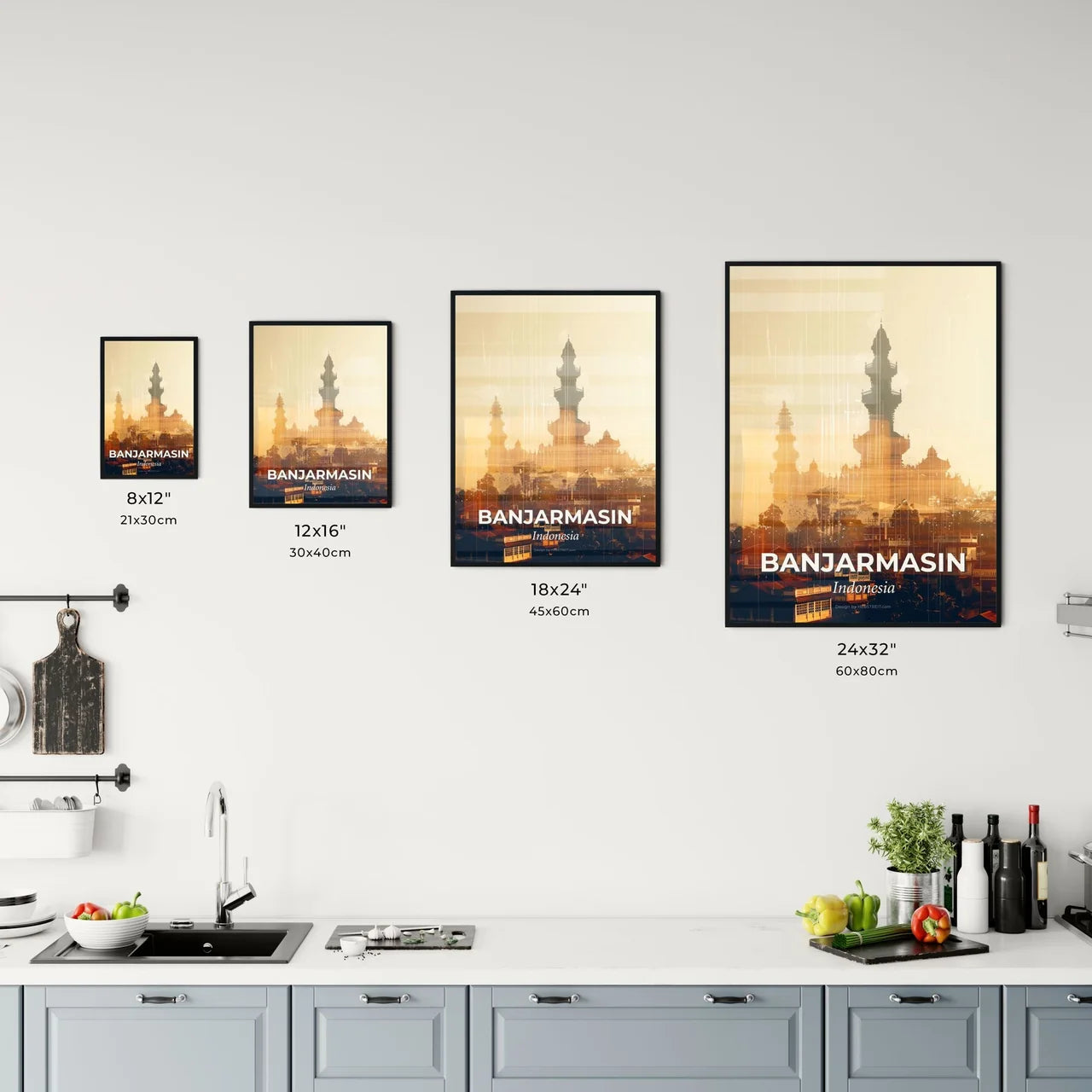 Banjarmasin Skyline Double Exposure Poster Art Office Art