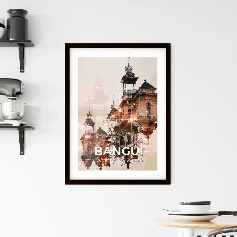 Bangui City Skyline Poster Vibrant Local Icons Framed Print