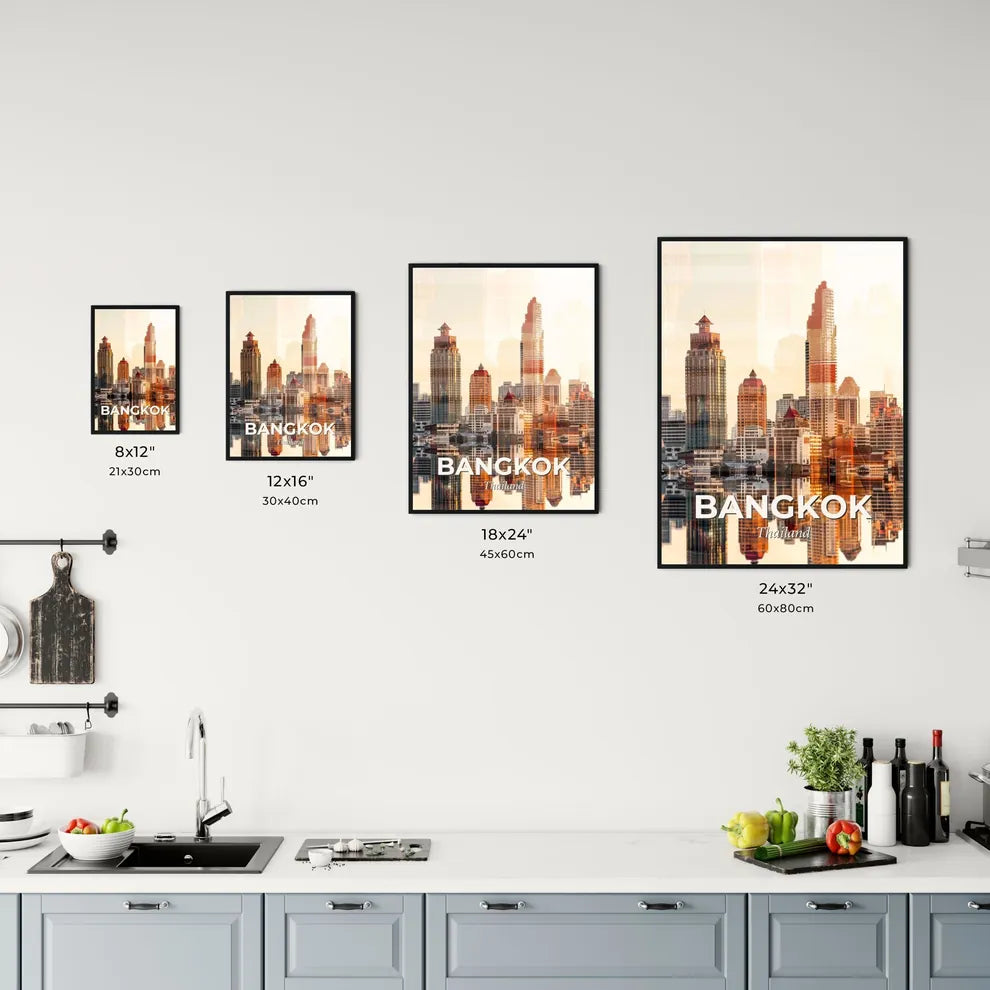 Bangkok Skyline Double Exposure Art Print Office Art