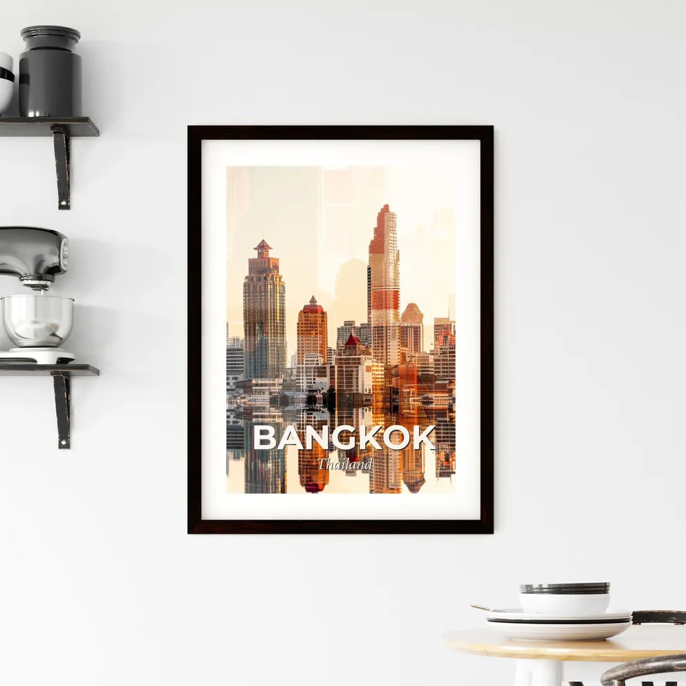 Bangkok Skyline Double Exposure Art Print Framed Print