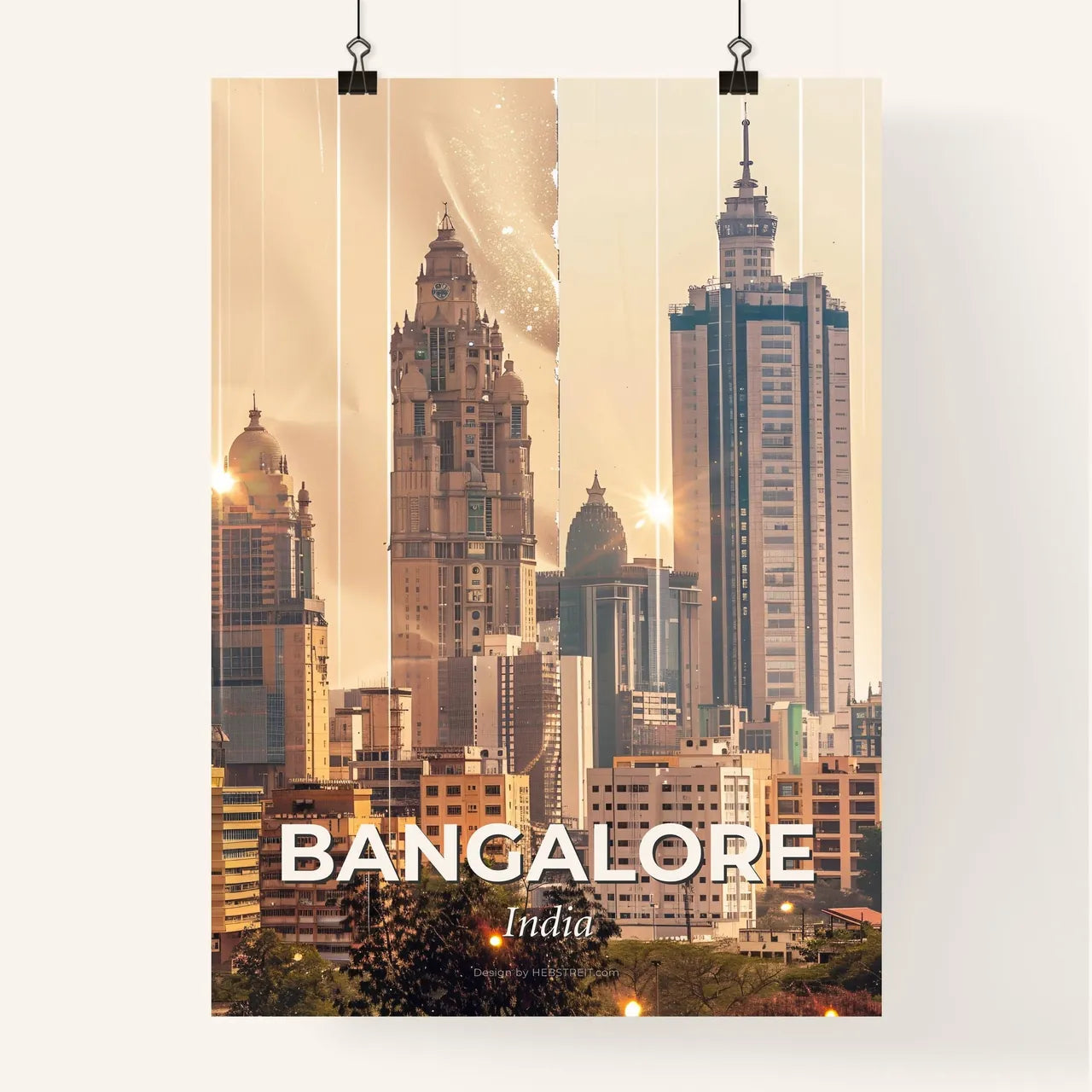 Bangalore Skyline Double Exposure Art Composite Poster