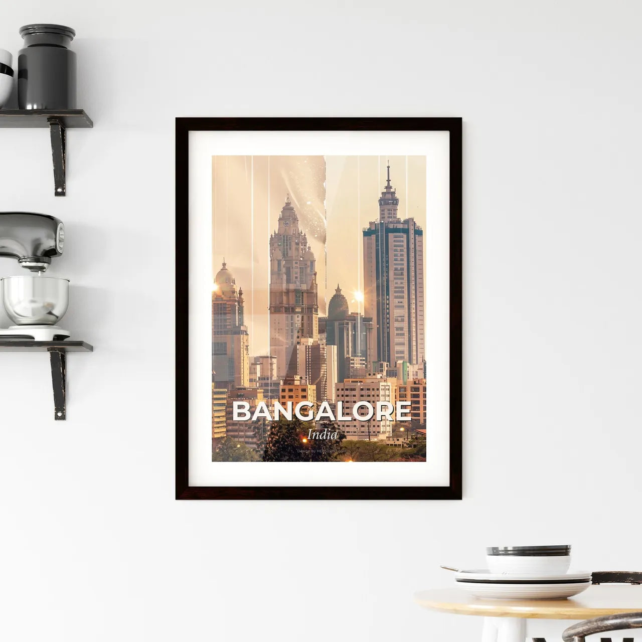 Bangalore Skyline Double Exposure Art Composite Framed Print