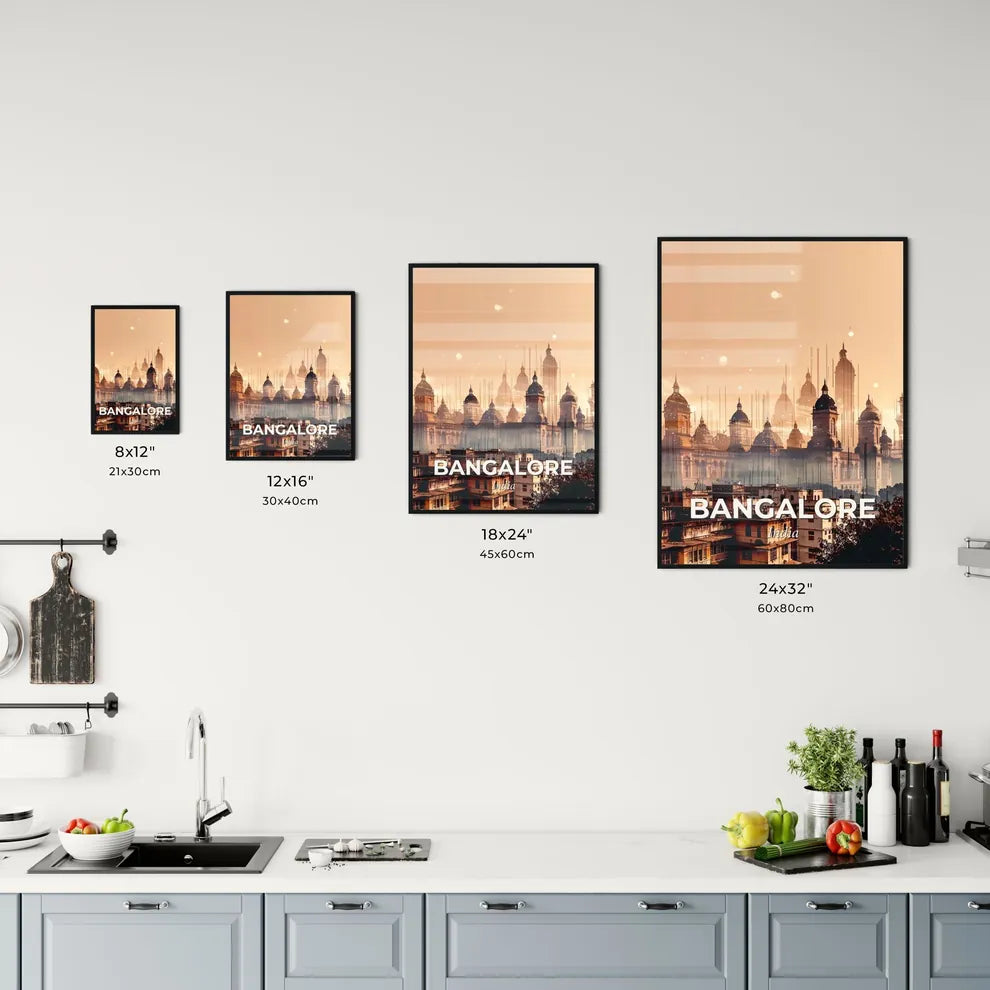 Bangalore City Skyline Double Exposure Poster Art Office Art