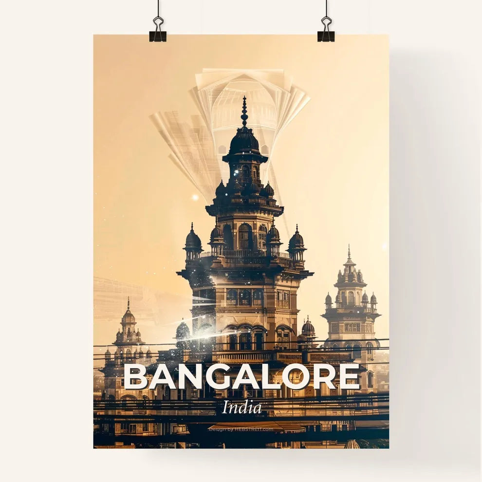 Bangalore Skyline Composite Art in Local Colors Poster