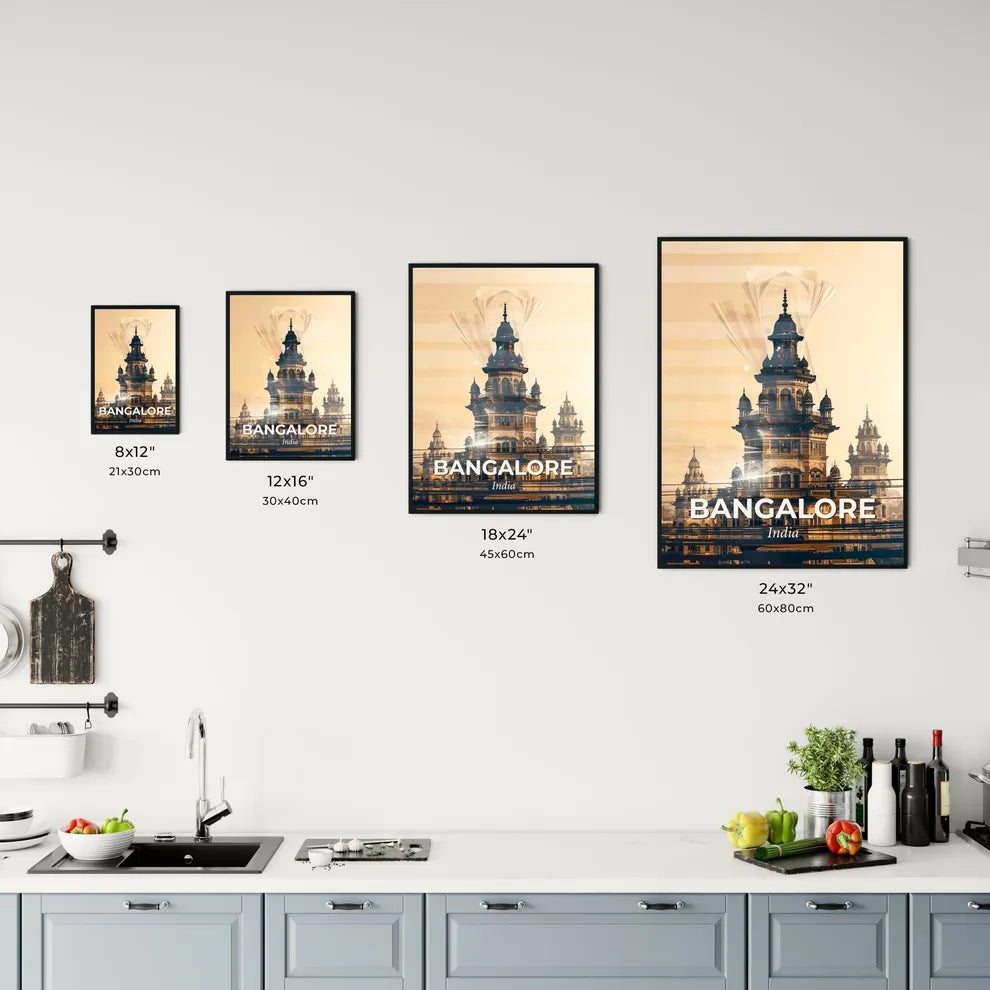 Bangalore Skyline Composite Art in Local Colors Office Art