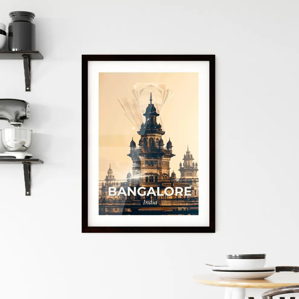 Bangalore Skyline Composite Art in Local Colors Framed Print