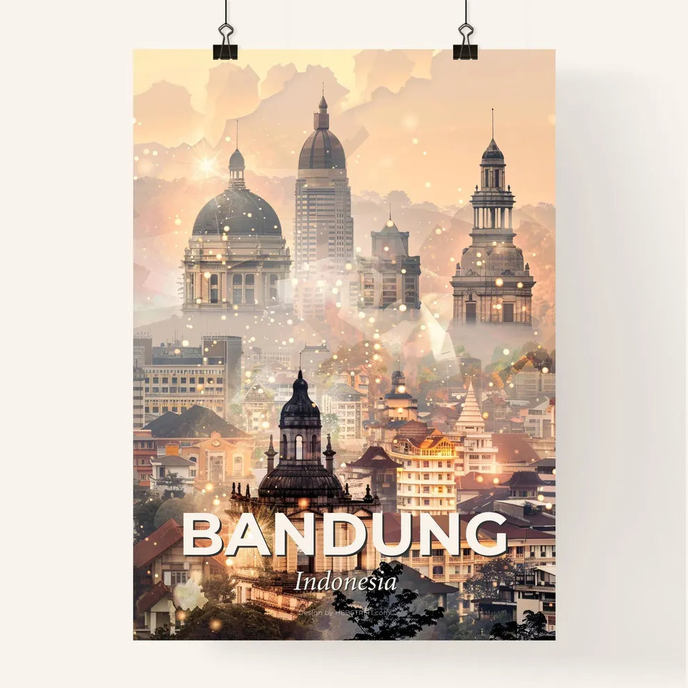 Bandung Skyline Double Exposure Art Print Poster