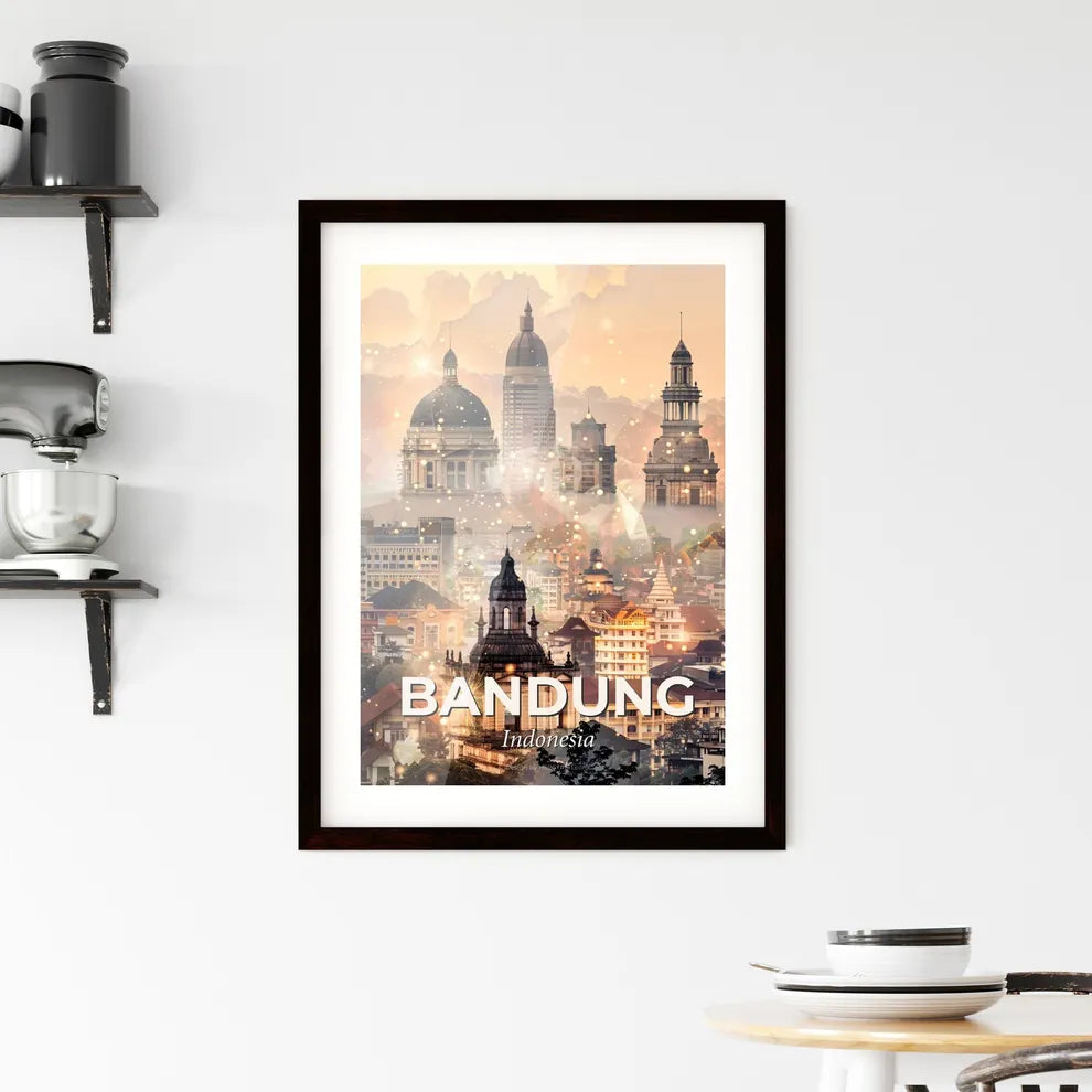 Bandung Skyline Double Exposure Art Print Framed Print
