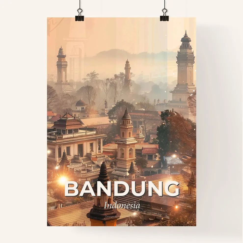 Bandung Skyline Double Exposure Art Print Poster