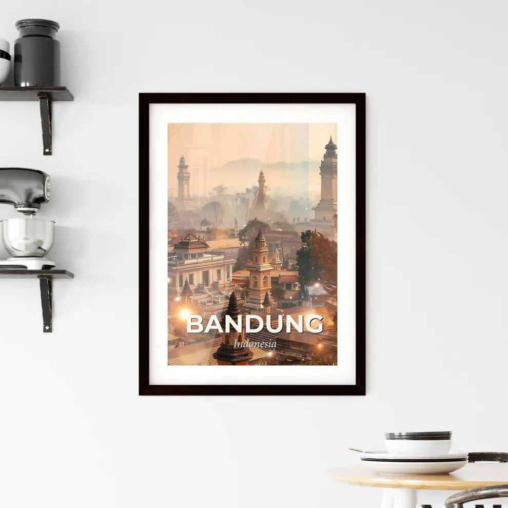 Bandung Skyline Double Exposure Art Print Framed Print