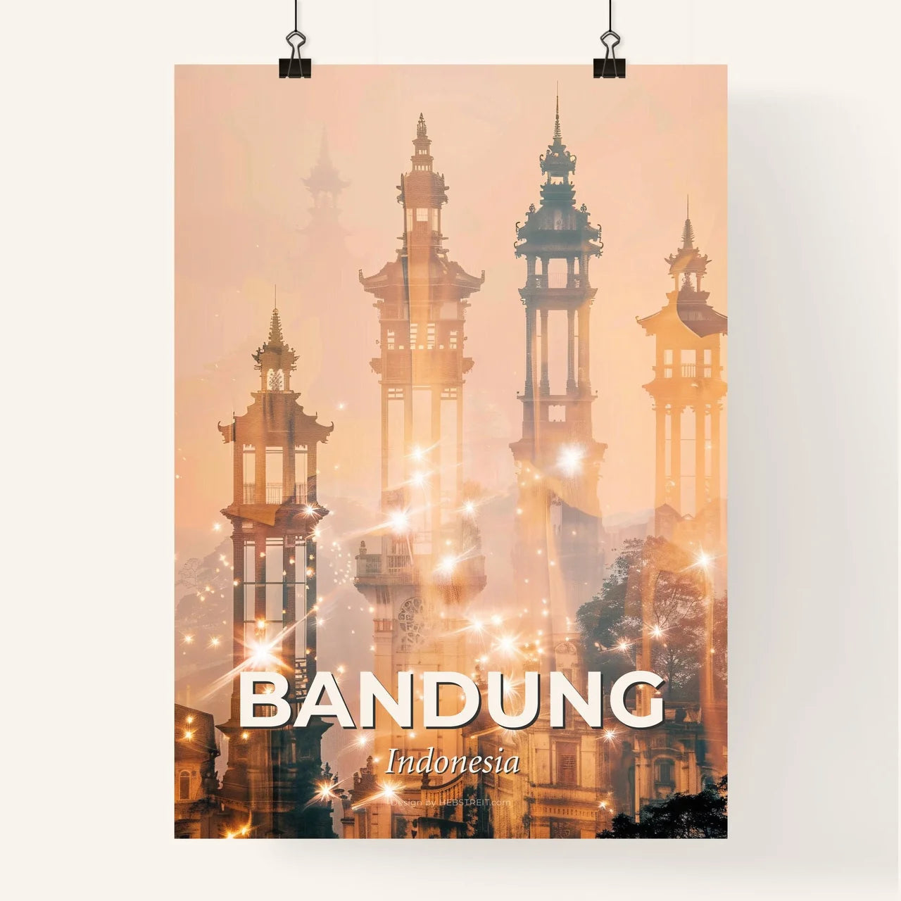 Bandung Skyline Double Exposure Art Poster Poster