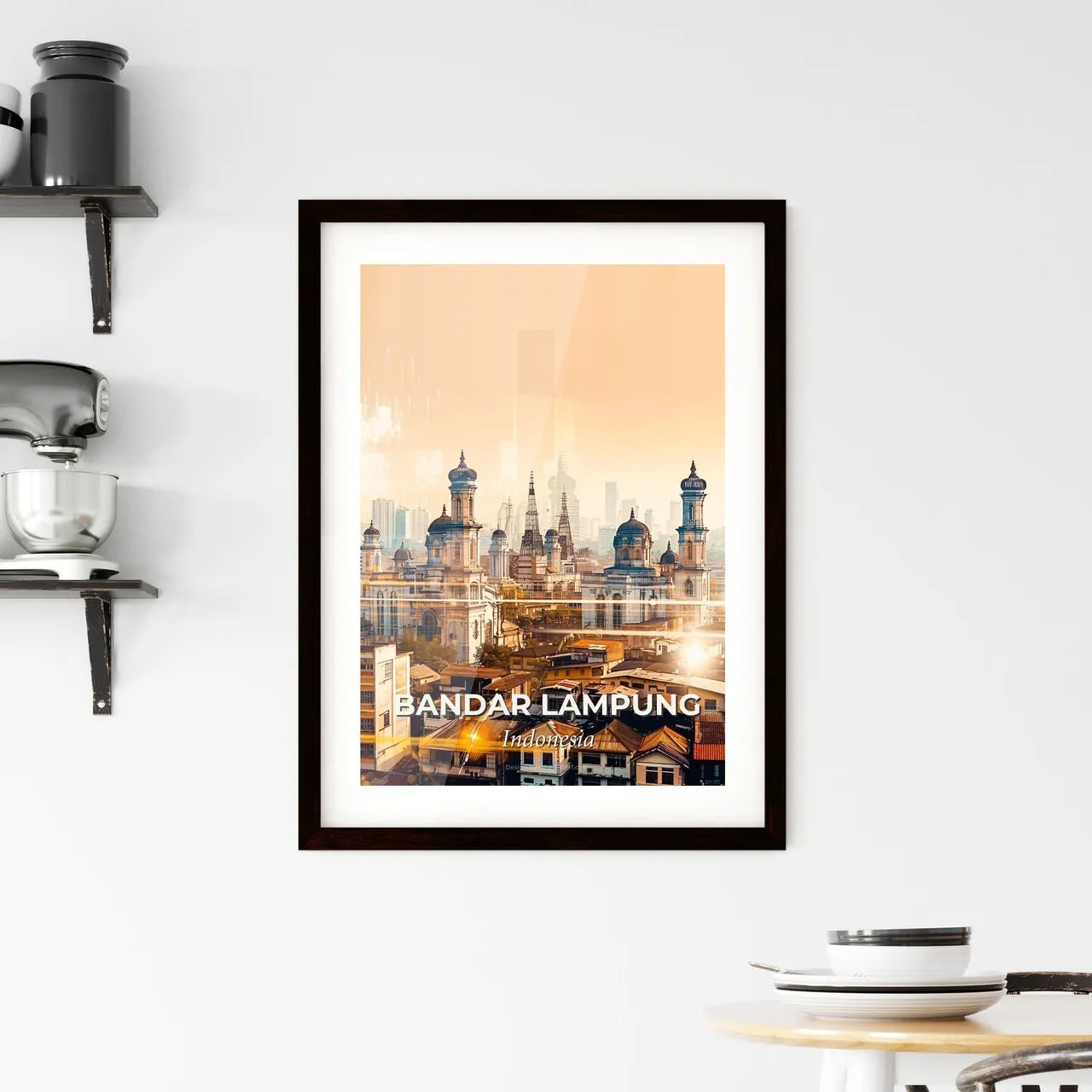 Bandar Lampung Skyline Art Poster Framed Print