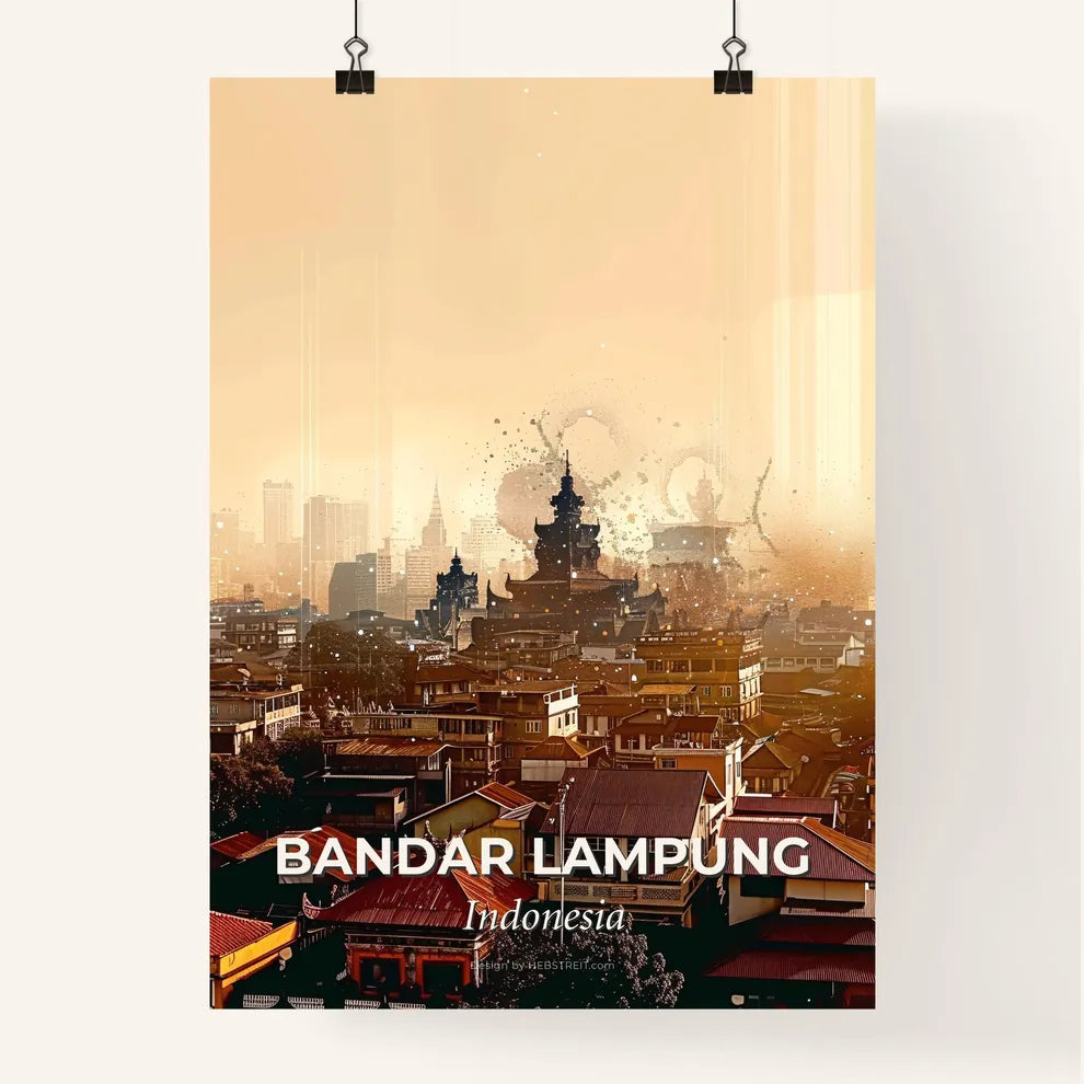 Bandar Lampung Skyline Composite Art Bright Poster