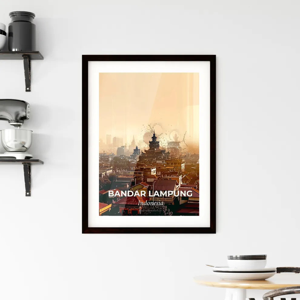 Bandar Lampung Skyline Composite Art Bright Framed Print