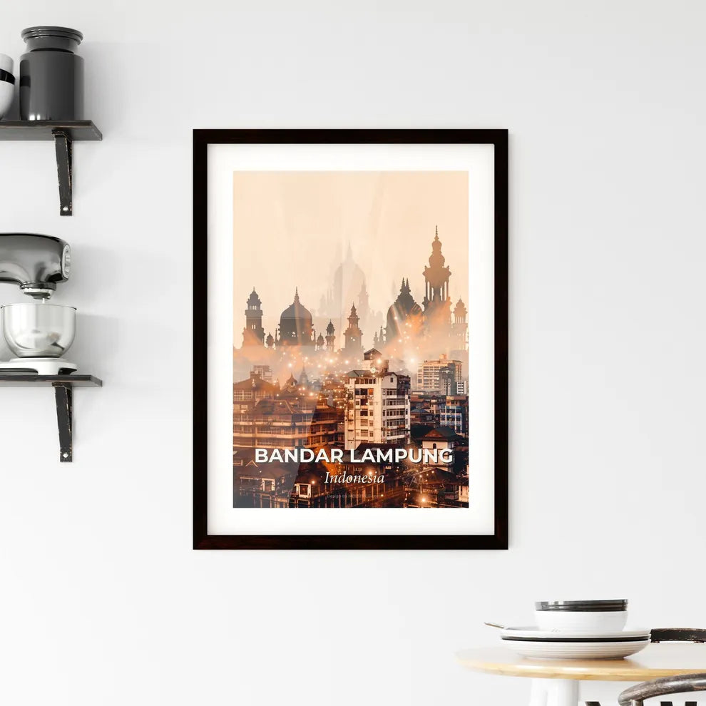 Bandar Lampung Skyline City Architecture Poster Framed Print