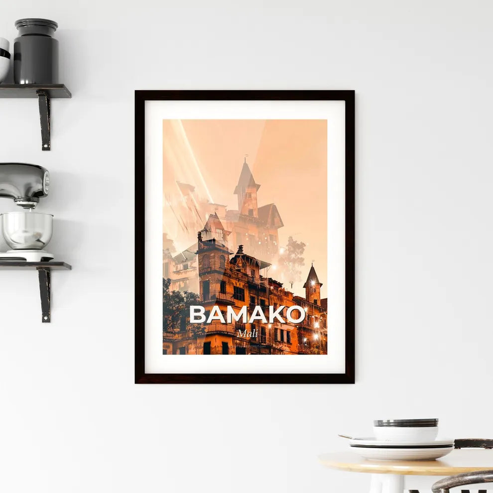 Mali, Bamako Skyline Poster Art Brights Framed Print