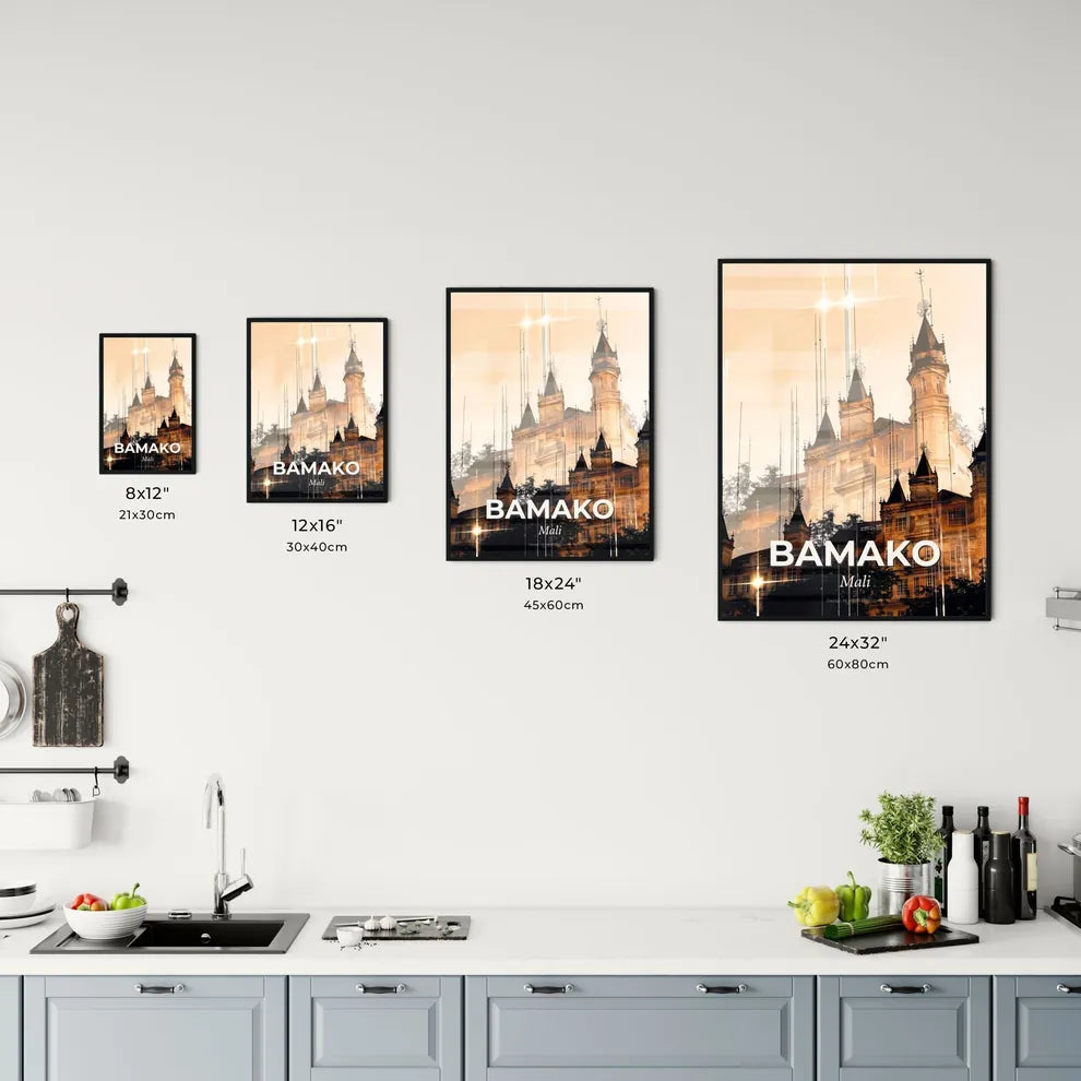 Bamako Mali Double Exposure City Skyline Poster Office Art