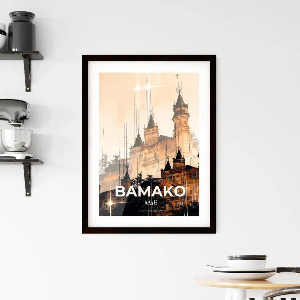 Bamako Mali Double Exposure City Skyline Poster Framed Print