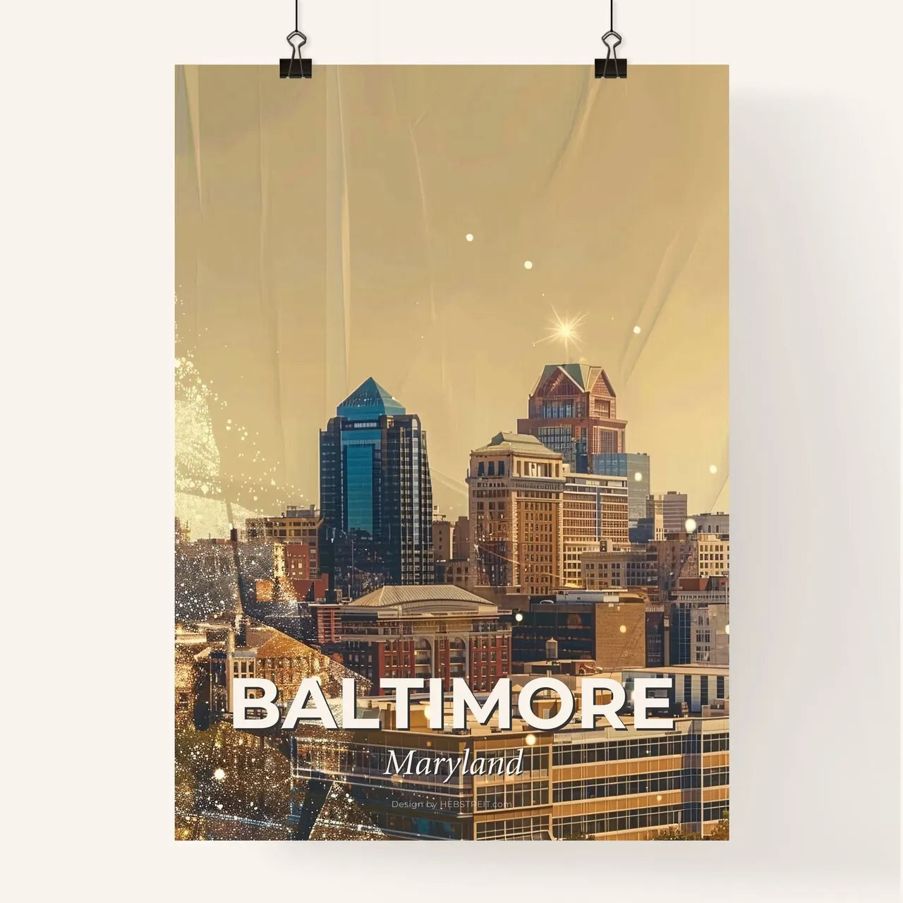 Baltimore City Skyline Composite Art Poster Poster