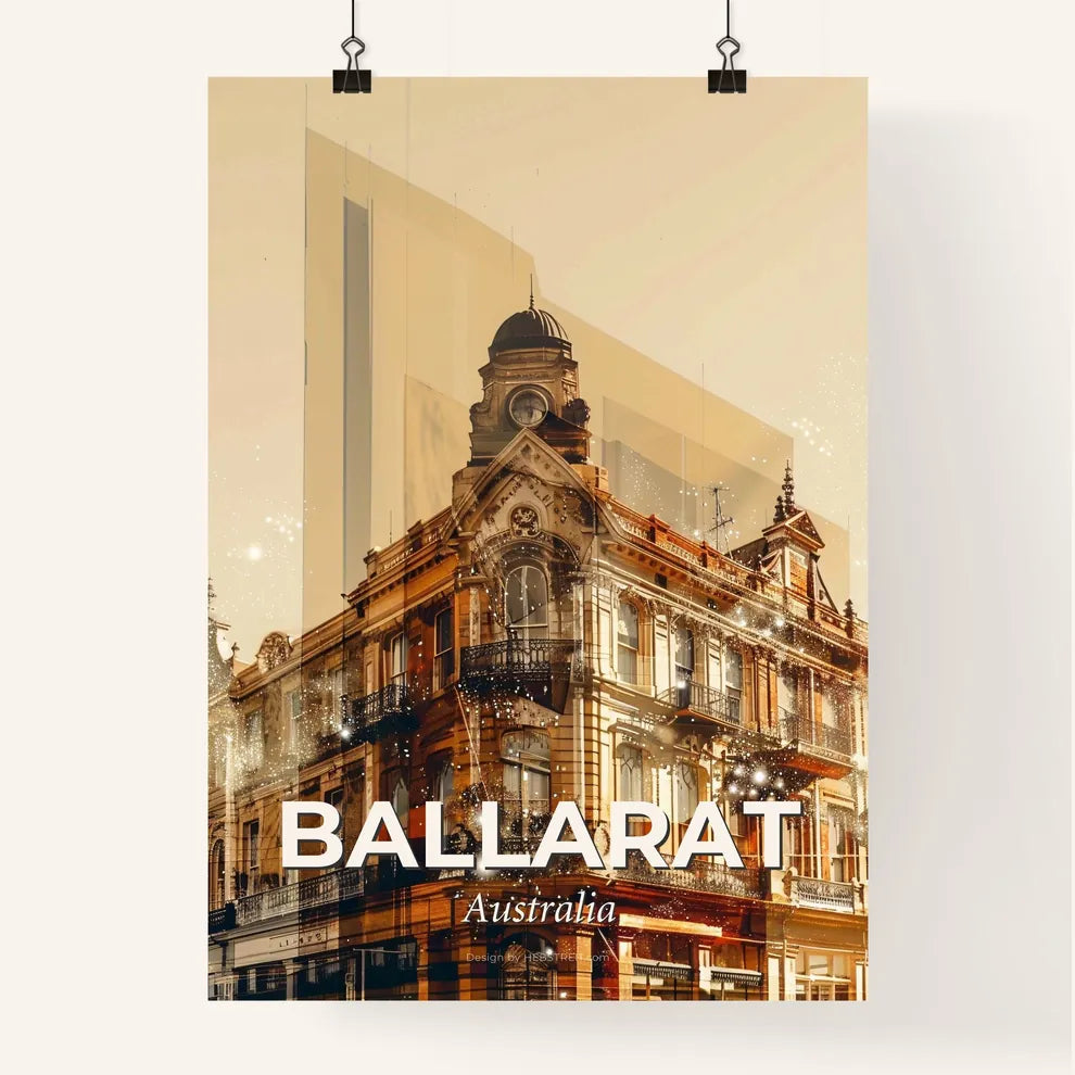 Ballarat City Skyline Double Exposure Art Poster Poster