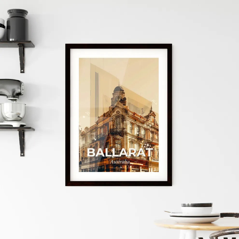 Ballarat City Skyline Double Exposure Art Poster Framed Print