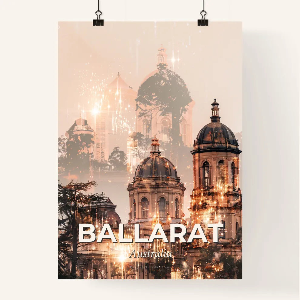 Ballarat Skyline Double Exposure Art Poster Poster