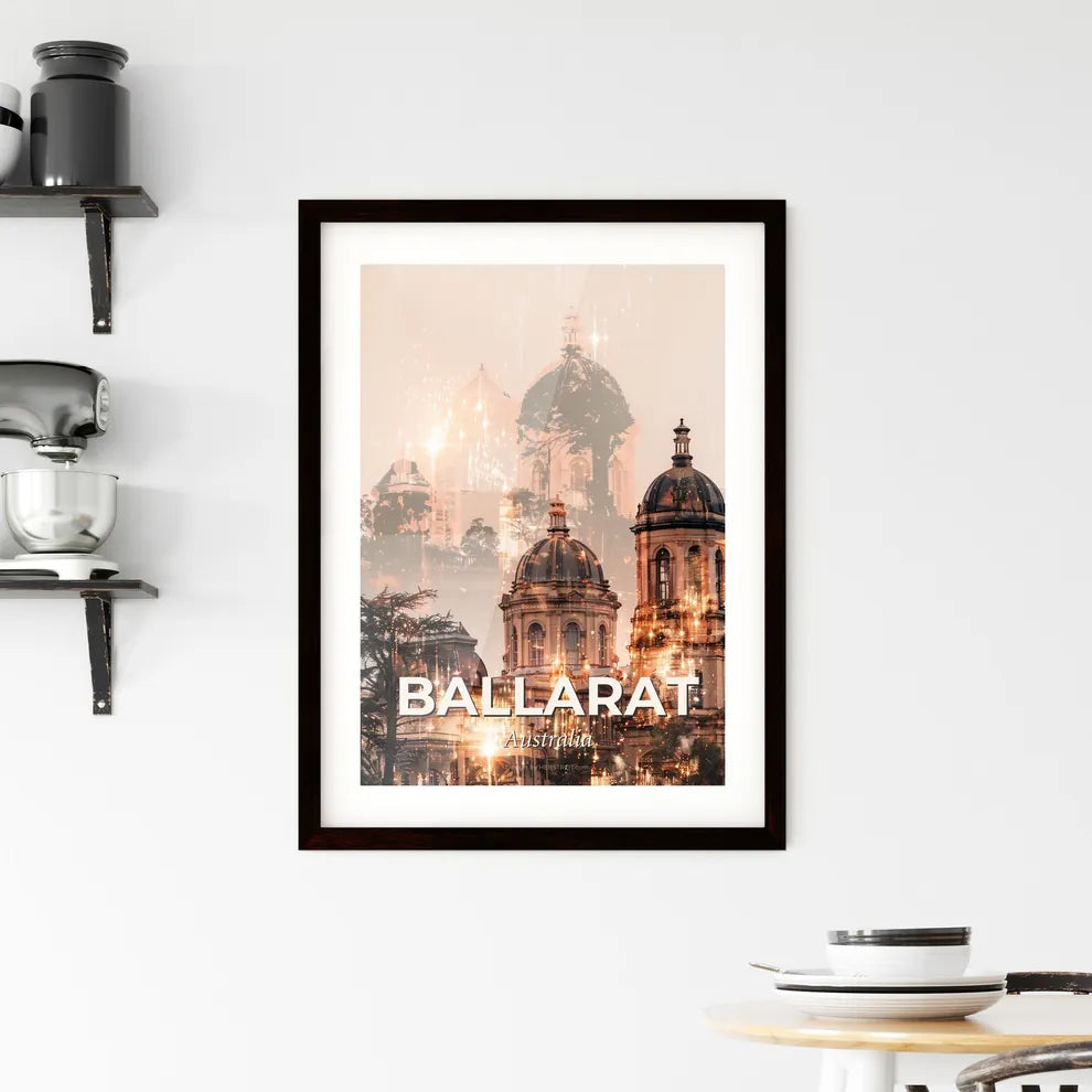 Ballarat Skyline Double Exposure Art Poster Framed Print
