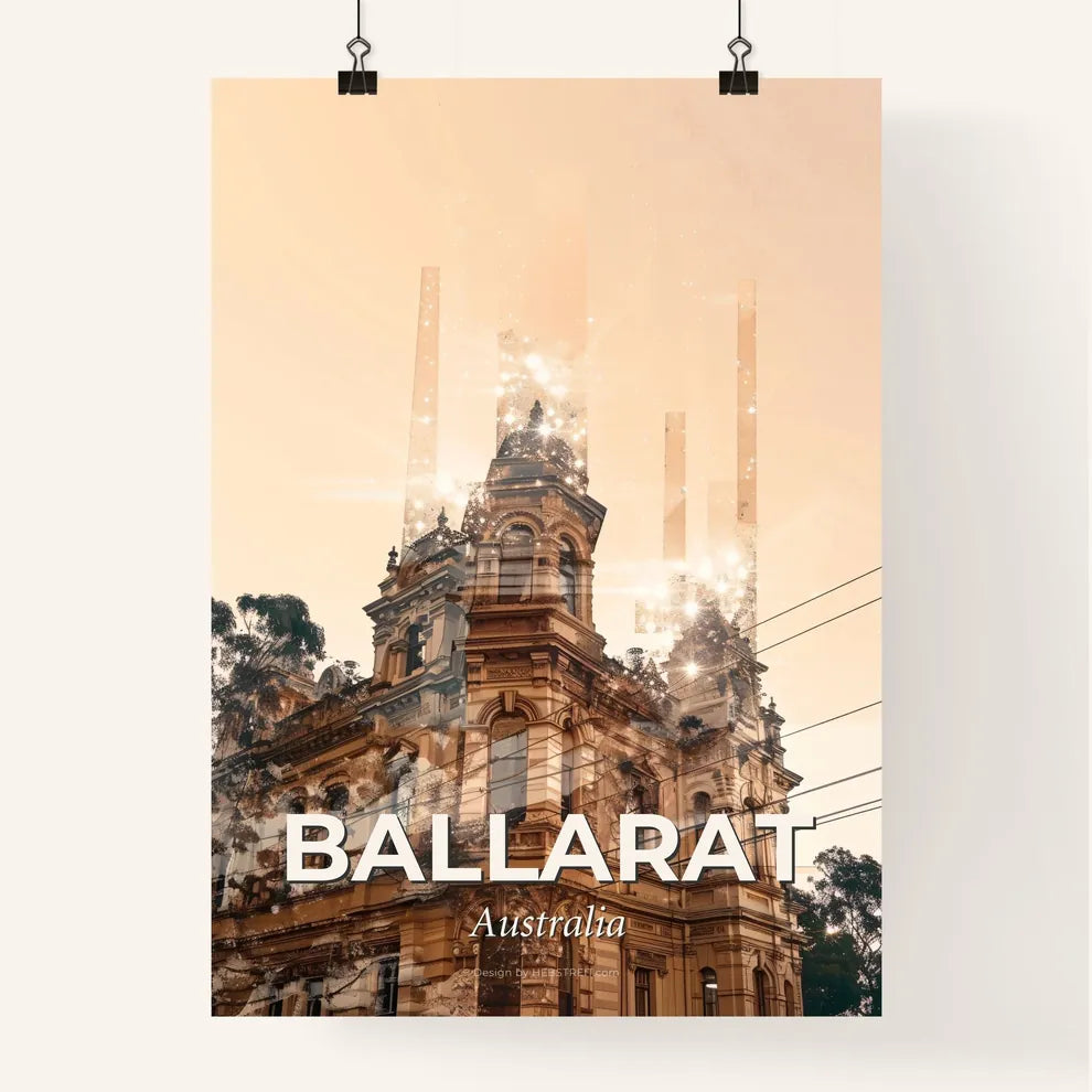 Ballarat Architectural Skyline Double Exposure Art Poster