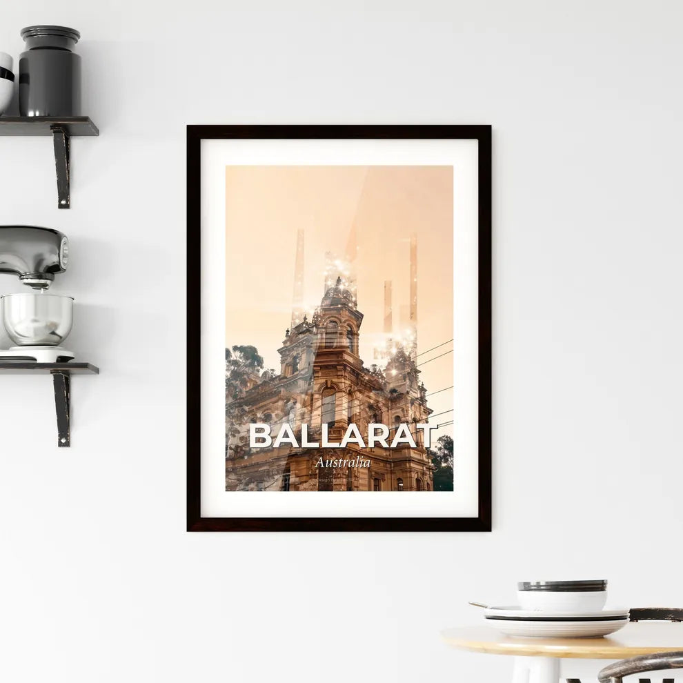 Ballarat Architectural Skyline Double Exposure Art Framed Print