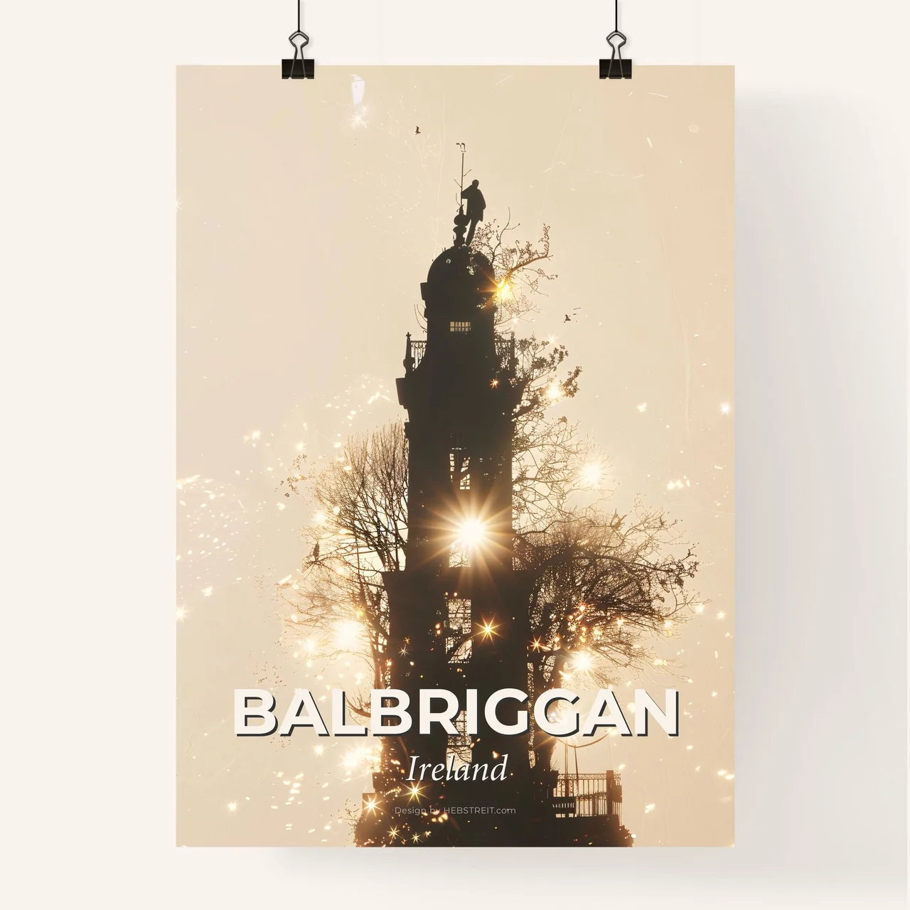 Balbriggan City Skyline Double Exposure Art Poster