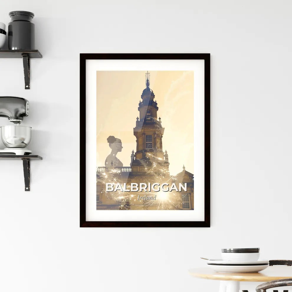 Balbriggan Skyline Cityscape Beige Sparkle Poster Framed Print