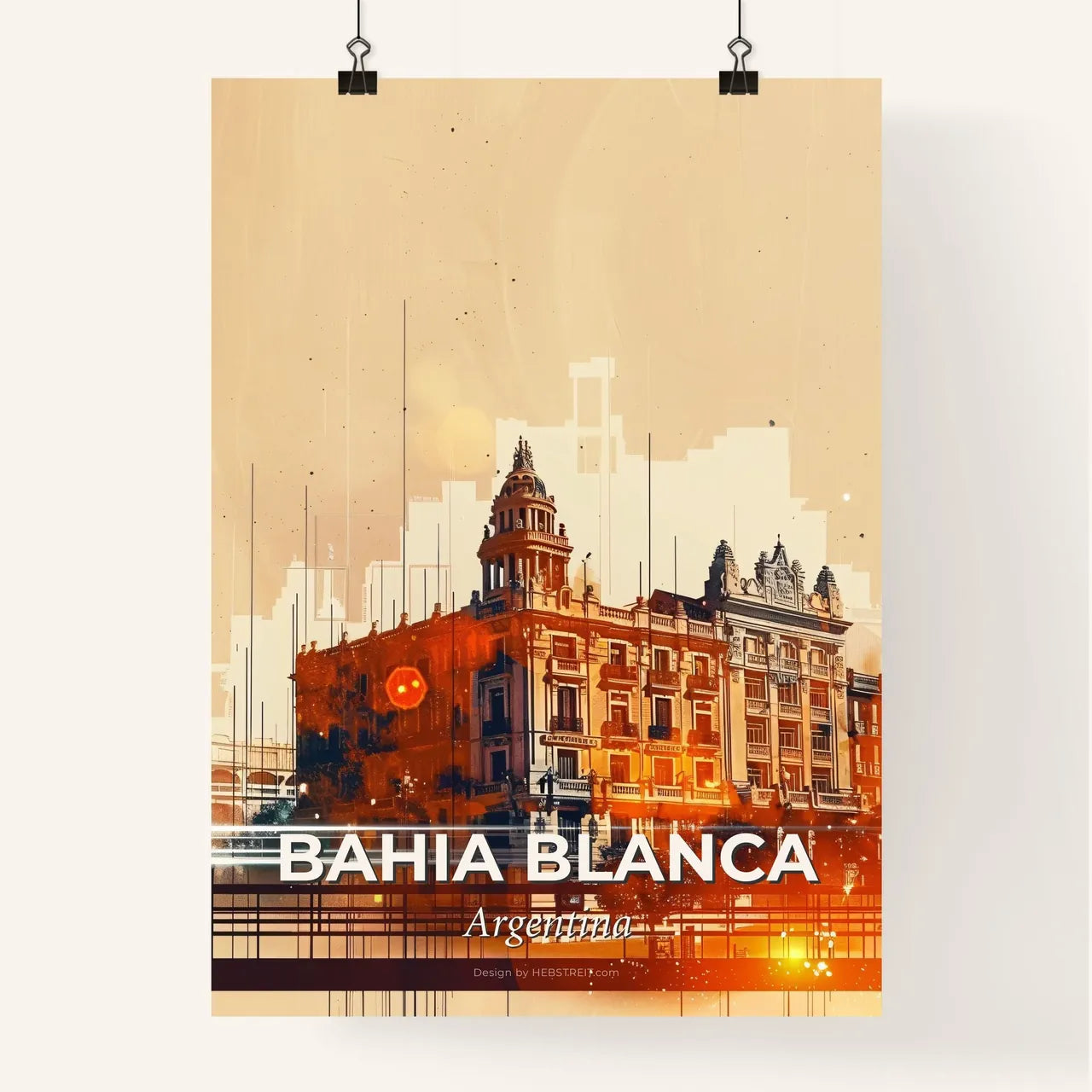 Bahia Blanca Skyline Bright Composite Art Poster Poster