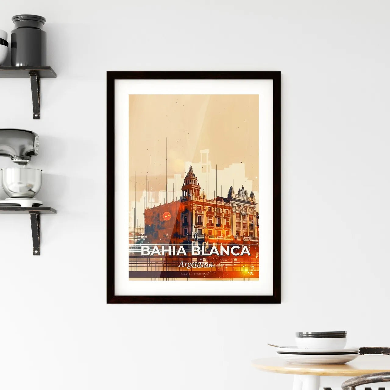 Bahia Blanca Skyline Bright Composite Art Poster Framed Print