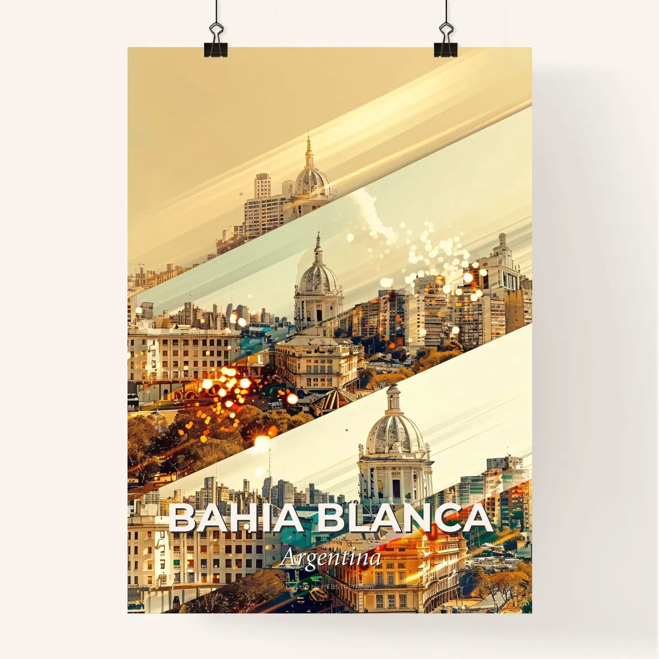 Bahia Blanca Skyline Night Canvas Art Print Poster