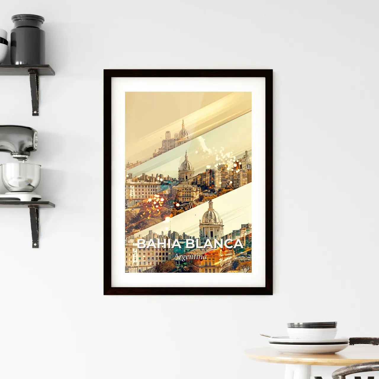 Bahia Blanca Skyline Night Canvas Art Print Framed Print
