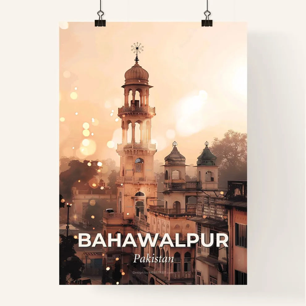 Bahawalpur City Skyline Double Exposure Art Poster Poster