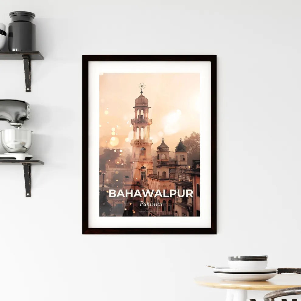 Bahawalpur City Skyline Double Exposure Art Poster Framed Print